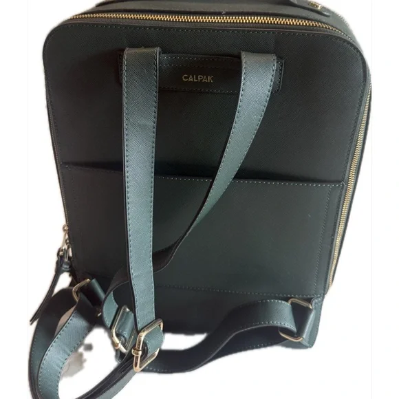 CALPAK Kaya Forest Green backpack/laptop bag. Gold tone hardware. - Picture 5 of 9